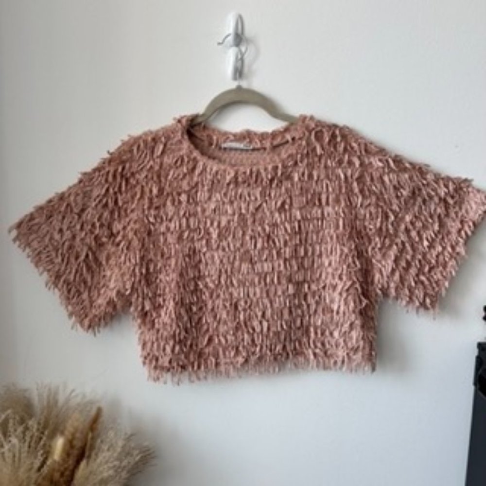 ZARA cropped top mid length sleeves size SMALL